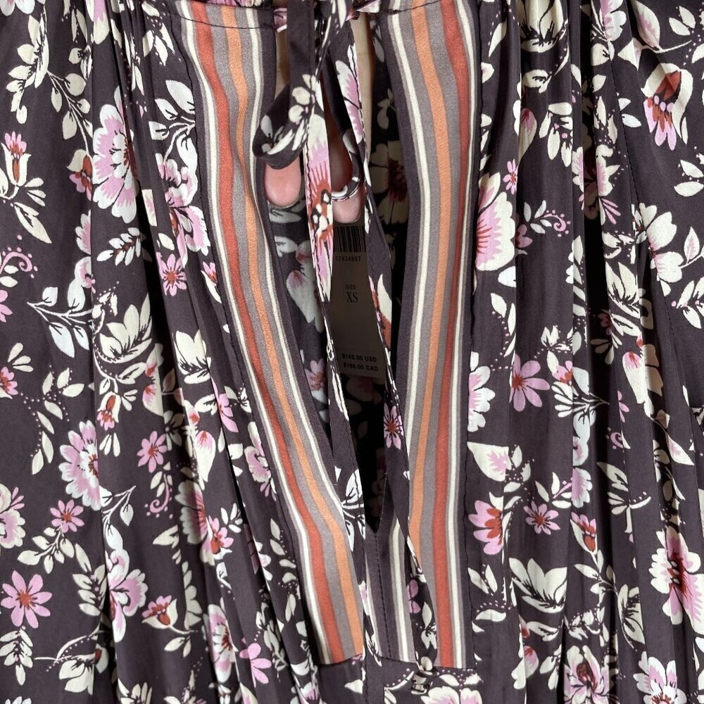 NWT Anthropologie Current Air Alyce Brown Floral Print Pleated Mini Dress XS - Picture 9 of 13
